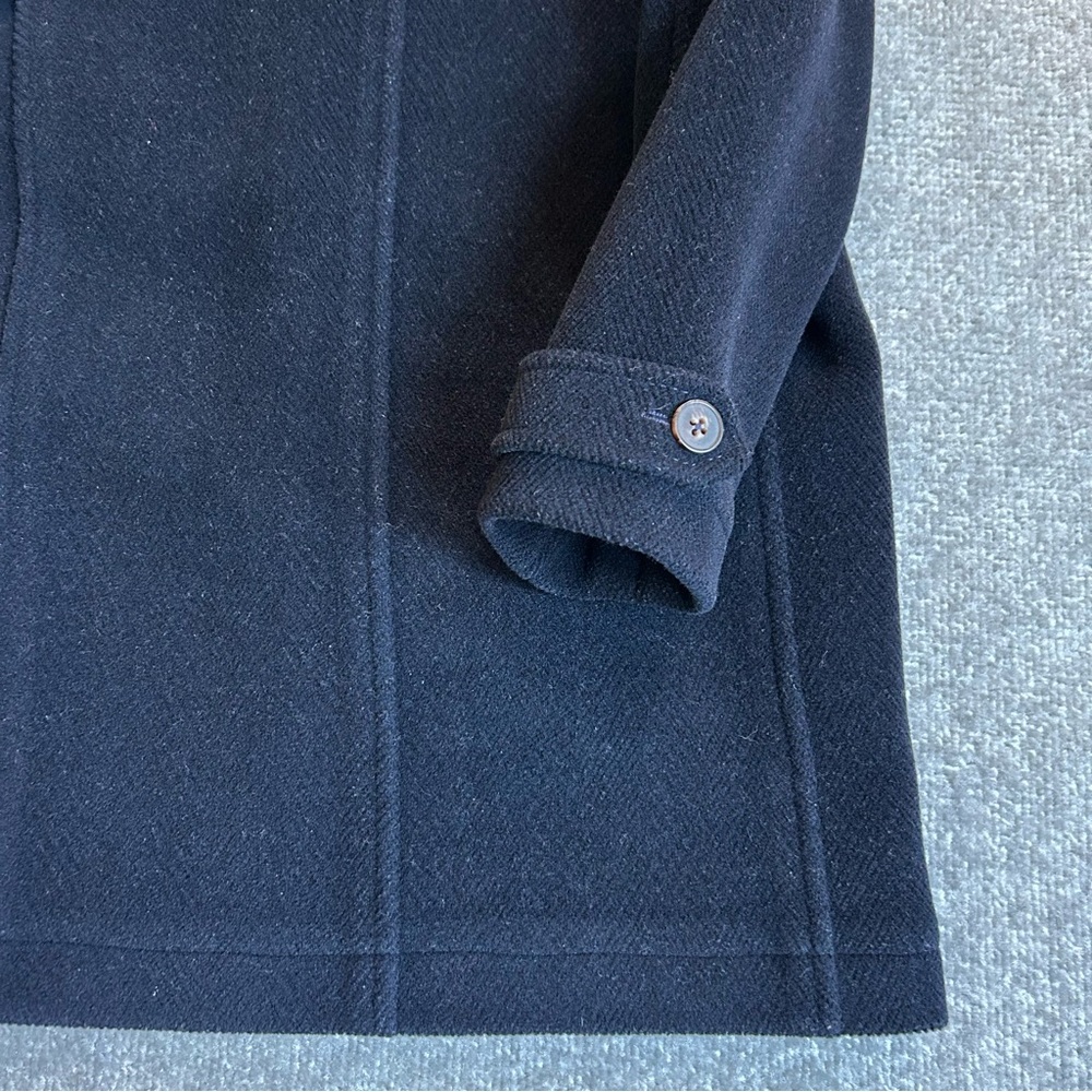 Vintage Jacadi Paris Navy Blue Wool Blend Classic Boys Duffle Winter Coat Size 8 - Picture 5 of 12